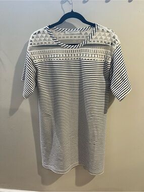 Philosophy di Lorenzo Serafini White and Navy Striped Lace-Trim Top